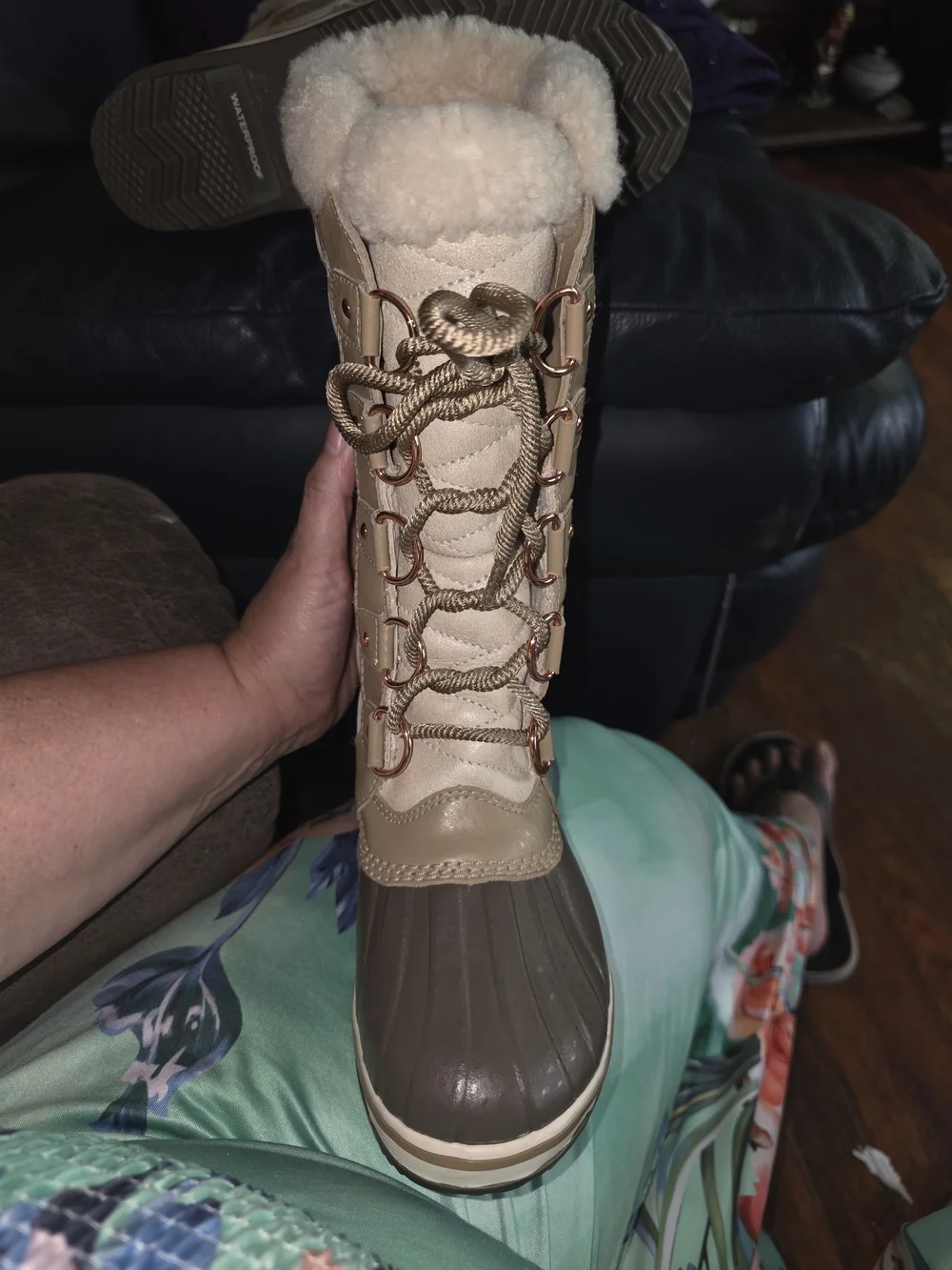 Sorel Women's Beige & Brown Waterproof Winter Lace-Up Boots